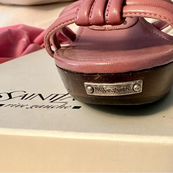 Yves Saint Laurent pink wood stacked heels - Picture 3 of 4